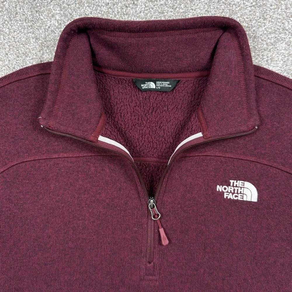 The North Face Leo Sweater Mens L Burgundy 1/4 Zip Fleece Pullover NF0A2SUX